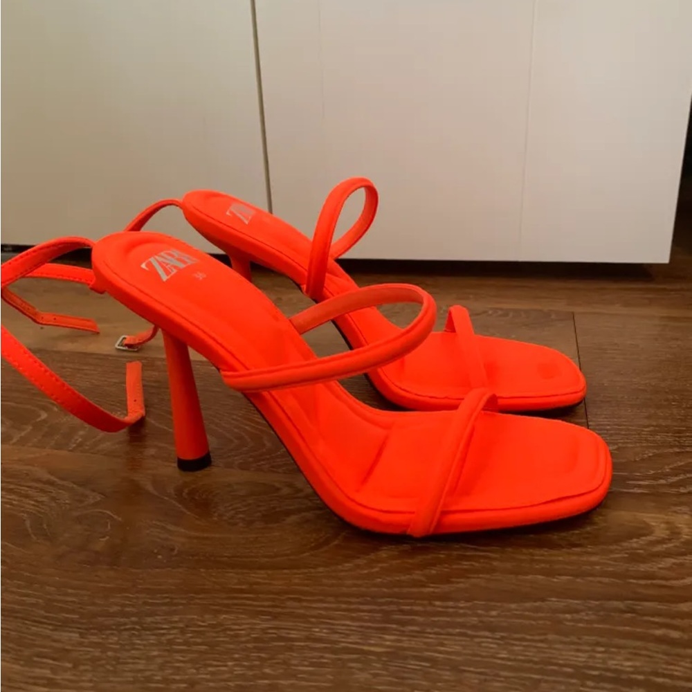 Zara orange sandals heels